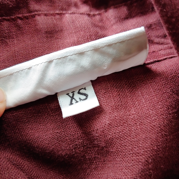 Bryn Walker Linen Button Down Shirt Burgundy Size X-Small - Picture 13 of 16
